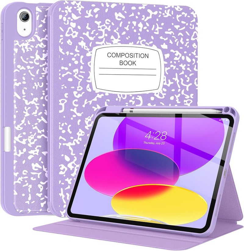 Supveco Case for iPad (A16) 11th Generation 11 inch (2025),iPad 10th Generation 10.9 inch (2022) with Pencil Holder-[Auto Wake/Sleep],Premium Folio Stand Case with Soft TPU Back Cover-Lilac Book - Image 1